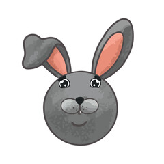 Cartoon sad hare gray muzzle children's illustration vector