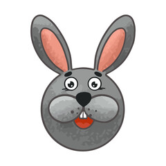 Cartoon funny hare gray muzzle children's illustration vector