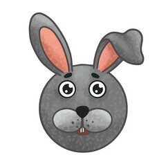 Cartoon hare gray muzzle children's illustration vector