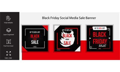 Black Friday Social Media Web Banner Template Design.
