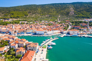 Naklejka na ściany i meble Panoramic view of beautiful town of Cres on the island of Cres, Adriatic sea in Croatia 
