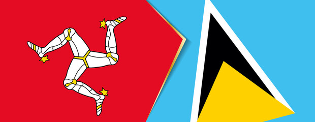 Isle of Man and Saint Lucia flags, two vector flags.