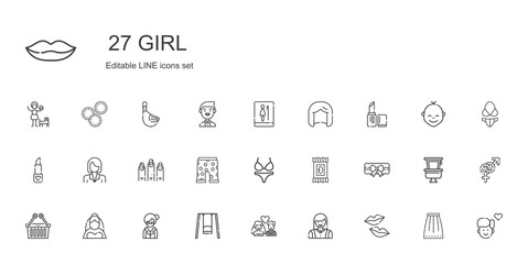 girl icons set