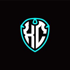 Initial X C letter with shield modern style logo template vector