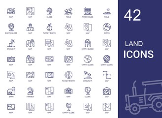 land icons set