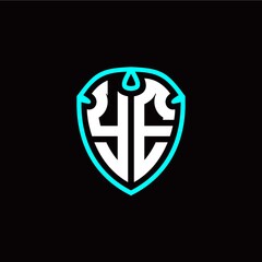Initial Y E letter with shield modern style logo template vector