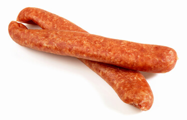 Smoked Pork Sausages Isolated on white Background