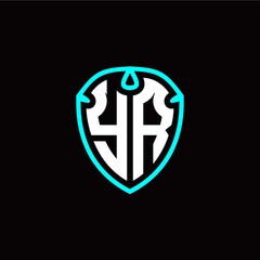 Initial Y R letter with shield modern style logo template vector