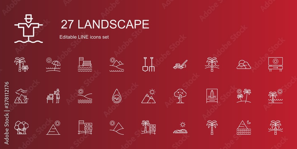 Poster landscape icons set