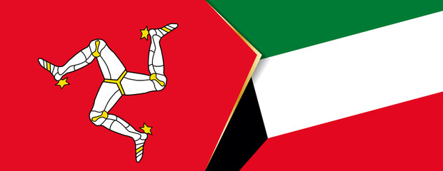 Isle of Man and Kuwait flags, two vector flags.