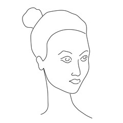 Woman face portrate line abstract. Modern minimal art contour style. Editable single line. Vector illustration doodle
