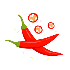 Chilli cartoon vector. Chilli on white background.