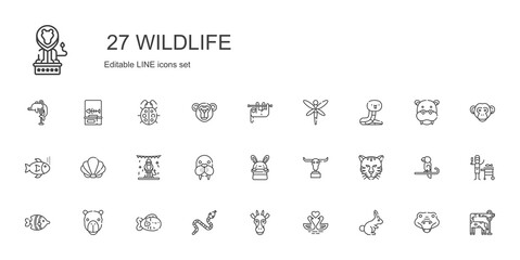 wildlife icons set