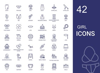 girl icons set