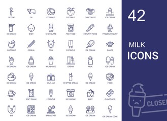 milk icons set