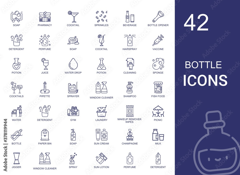 Sticker bottle icons set