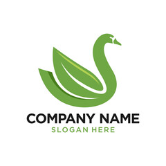 Goose Leaf Logo Design Template Inspiration, Vector Illustration, Swan Concept