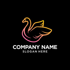 Goose Logo Design Template Inspiration, Vector Illustration, Swan Concept