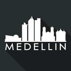 Medellin Colombia South America Flat Icon Skyline Silhouette Design City Vector Art Famous Buildings.
