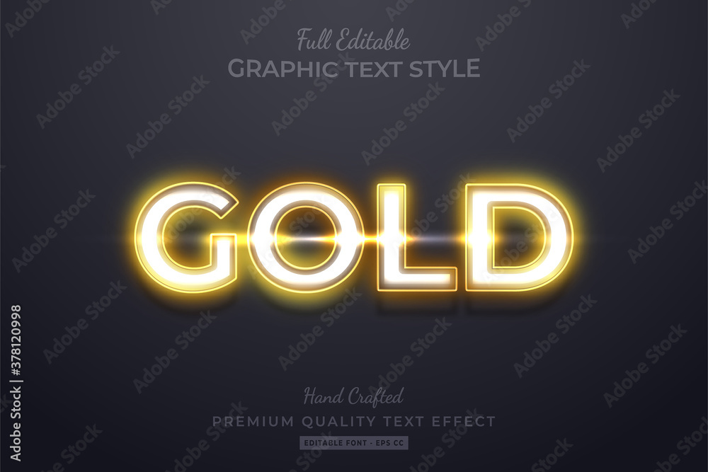 Canvas Prints gold neon editable 3d text style effect premium