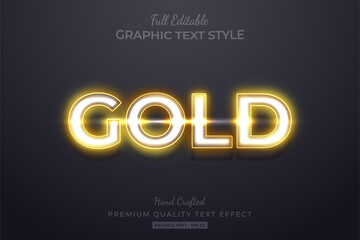 Gold Neon Editable 3D Text Style Effect Premium