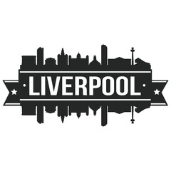 Liverpool England Skyline Silhouette Design City Vector Art Stencil.