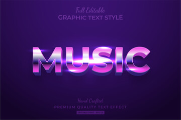 Music 80's Retro Editable 3D Text Style Effect Premium