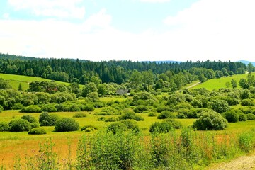 Obraz premium Jałowe, Panorama, Krajobraz, Natura, Kościół, Zabytek, 