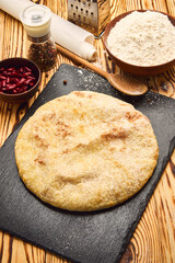 National traditional Caucasian food: Ossetian pies, khachapuri, chudu