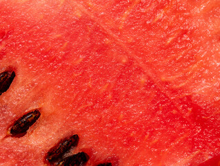 Red pulp of watermelon close-up.