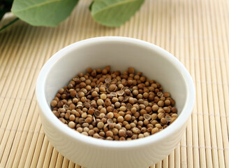Coriander seeds in a bowl
