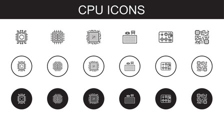 cpu icons set