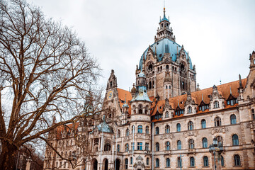 Antique building view in Old Town, Hanover, Germany.