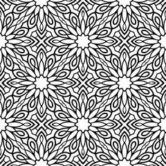 Fantasy seamless pattern with decorative mandala. Abstract round doodle floral background. Floral geometric infinity background. Wrapping paper, textiles, fabric. Vector illustration.