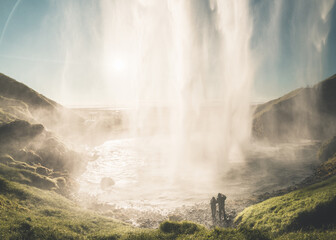 Seljalandfoss waterfall in summer time, Iceland