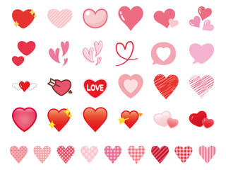 赤とピンクの様々なハートセット