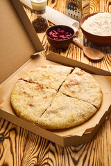 National traditional Caucasian food: Ossetian pies, khachapuri, chudu