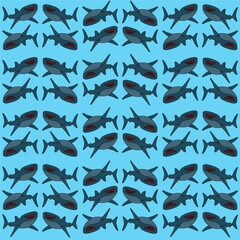 Whale Shark Opens its Mouth Cute Illustration, Cartoon Funny Character, Pattern Wallpaper 