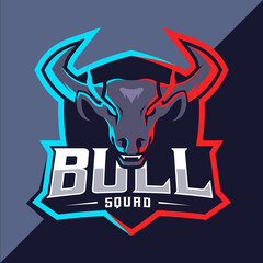 Bull mascot esport logo design