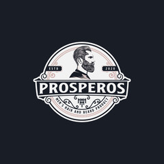 Obraz premium Vintage Gentleman Logo Design Illustration For Barbershop Or Men's Hair and Beard Products