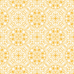 Fantasy seamless pattern with decorative mandala. Abstract round doodle floral background. Floral geometric infinity background. Wrapping paper, textiles, fabric. Vector illustration. 