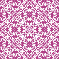 Fototapeta na wymiar Fantasy seamless pattern with decorative mandala. Abstract round doodle floral background. Floral geometric infinity background. Wrapping paper, textiles, fabric. Vector illustration. 