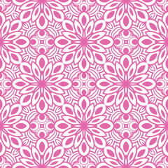 Fantasy seamless pattern with decorative mandala. Abstract round doodle floral background. Floral geometric infinity background. Wrapping paper, textiles, fabric. Vector illustration. 