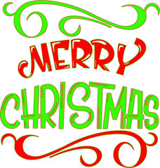 Merry Christmas. Colorful vector in vintage style on white background. Vector graphic illustration.  Vector holiday illustration. Colorful vector illustration. Holiday decoration. Poster design.