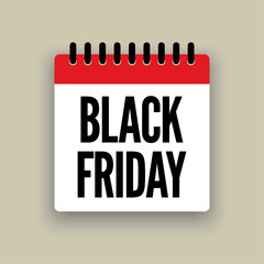 Black friday - vector icon calendar day, sale