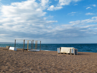 beach chairs in the coast of spain