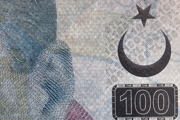 extreme close-up Turkish paper money detail