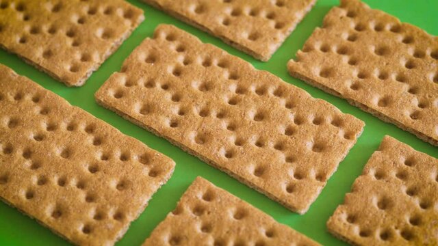delicious and crispy dietary bread on the green table
