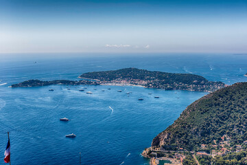 Aerial view from the town of Èze, Cote d'Azur, France