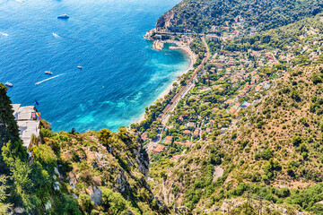 Aerial view from the town of Èze, Cote d'Azur, France